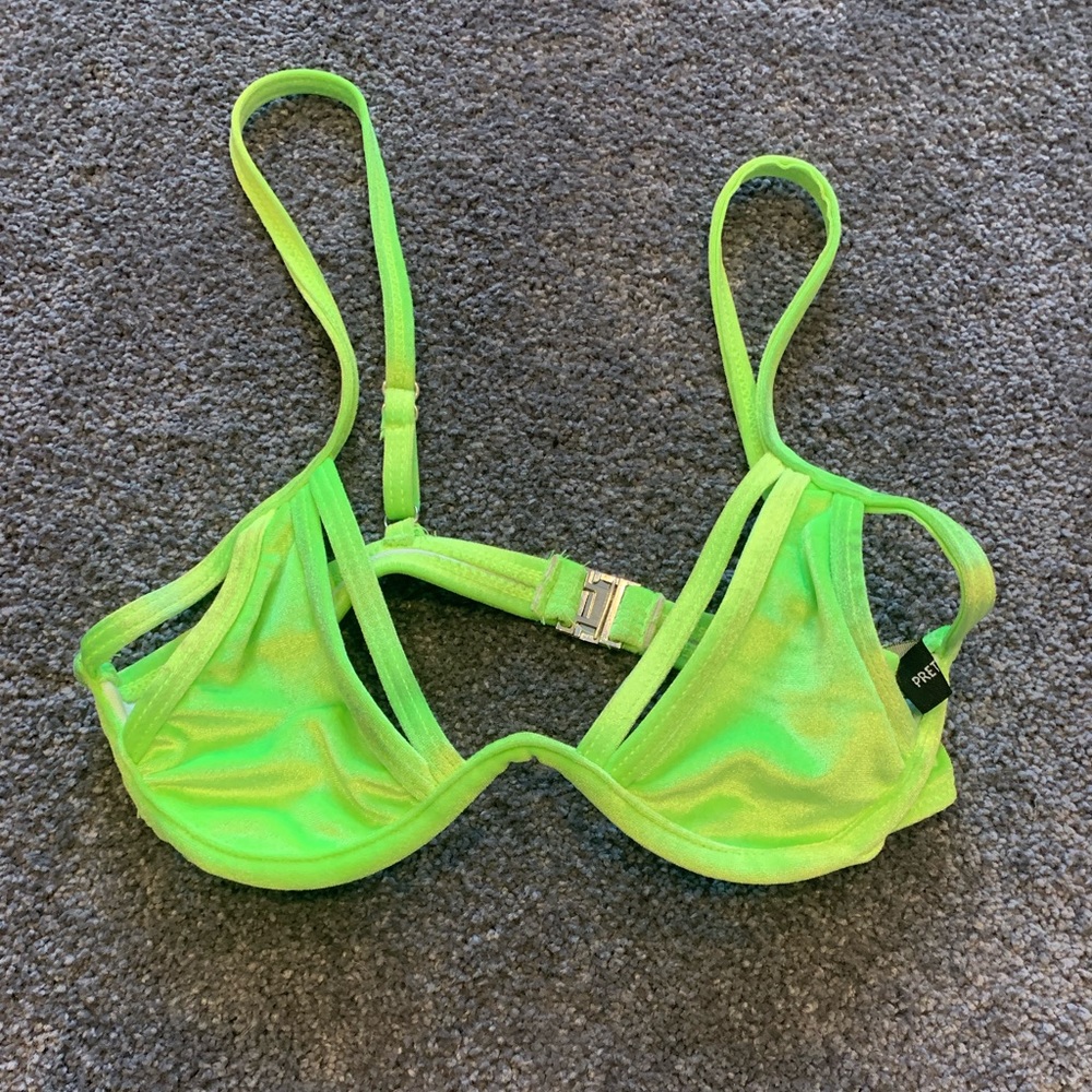 Pretty Little Thing neon green bra top